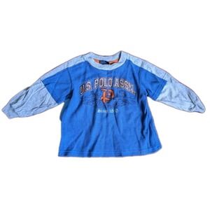 US Polo Assn Toddler Thermal Shirt 2T Blue Gray Long Sleeve Waffle Knit Top Boy